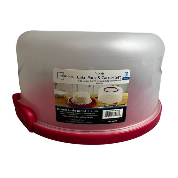 Mainstays Kitchen Mainstays 9 Inch Cake Carrier Set Clear Pink